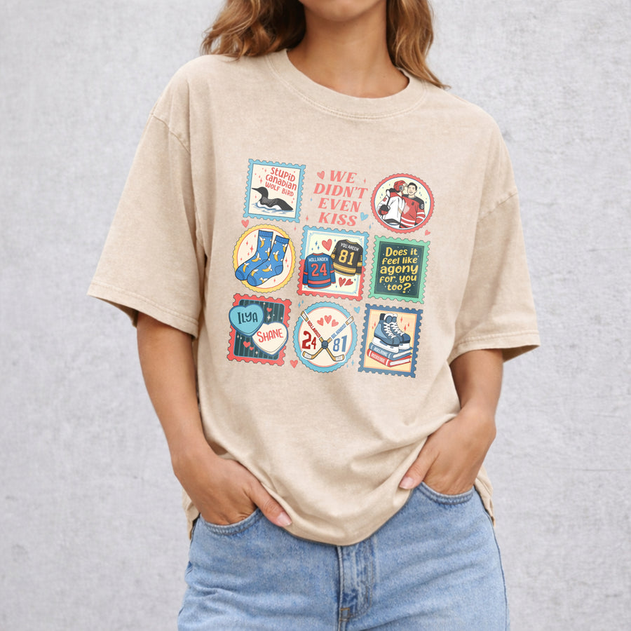 Heated Rivalry Connor & Ilya vintage washed oversized T-shirt in Beige
