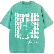 Custome NAME Retro Bachelorette Bride Vintage Washed T-Shirt in Blue