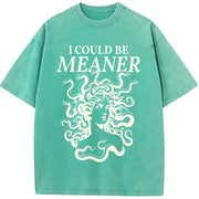 I Could Be Meaner Medusa Gorgon Greek Mythology Outfit vintage washed oversized T-shirt in Blue