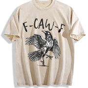 F-caw-f Halloween Vintage Washed T-Shirt in Beige