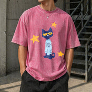Statement: Black with Text Vintage Washed T-Shirt in Red