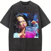 Glam Doll with a Purple Drink Vintage Washed T-Shirt in Black