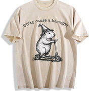 Off to Cause a Kerfuffle Vintage Washed T-Shirt in Beige