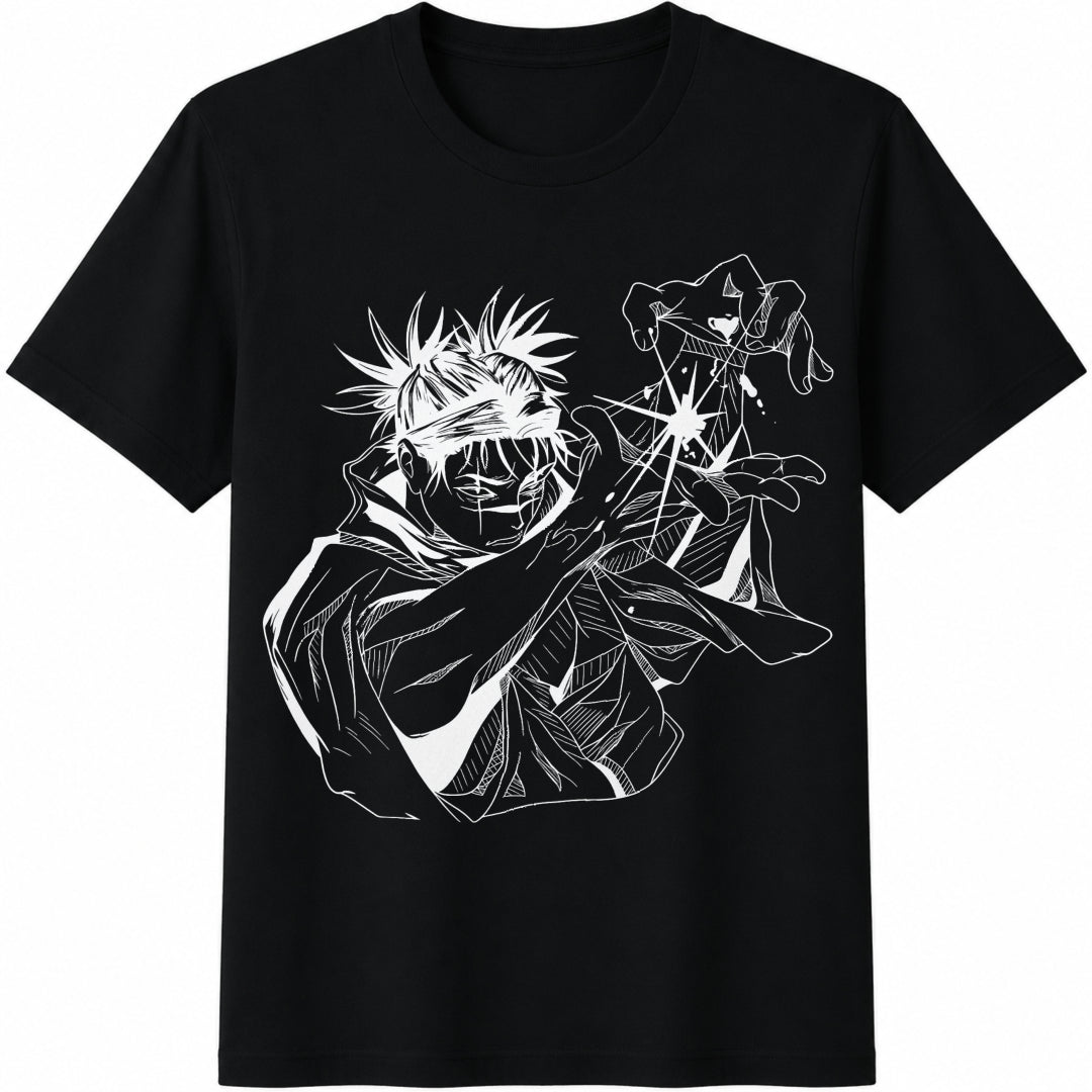 Choso with Effect Cotton T-Shirt in Black