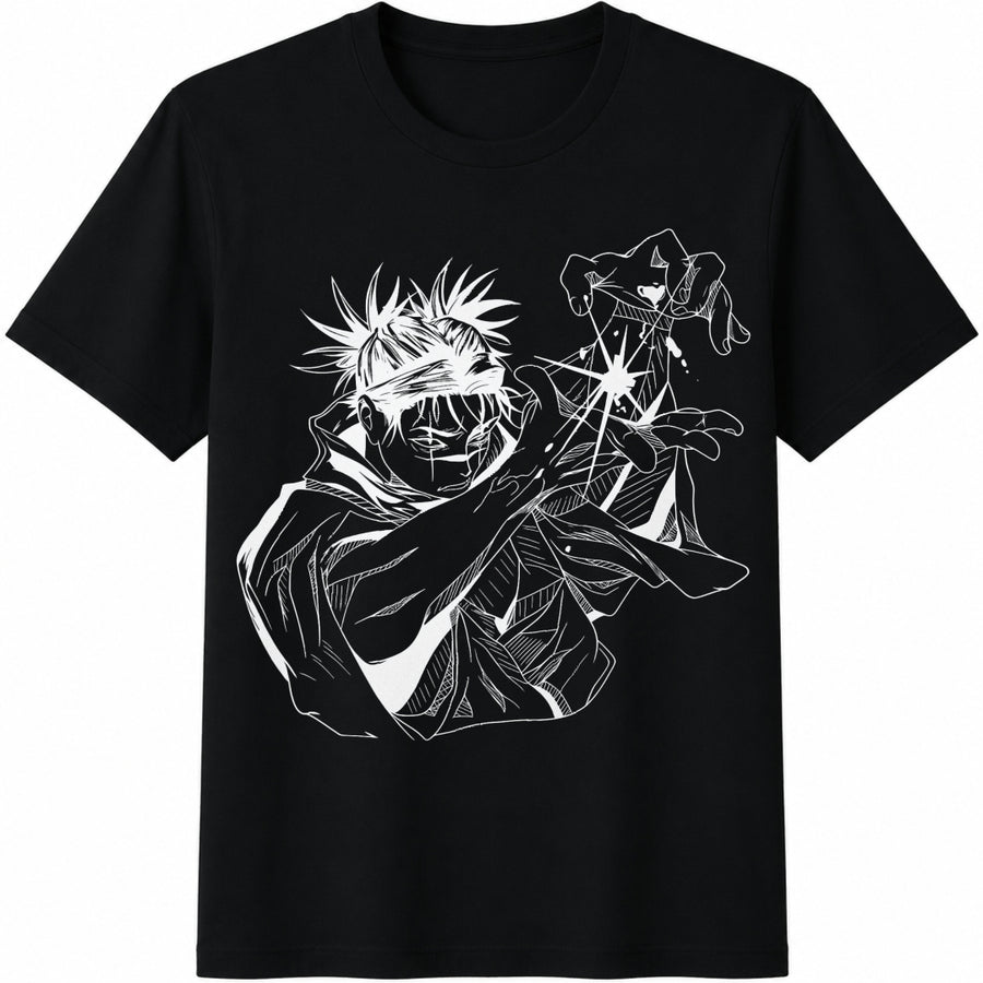 Choso with Effect Cotton T-Shirt in Black