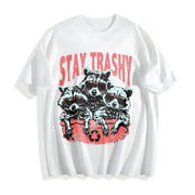 Stay Trashy Retro Cotton T-Shirt in White