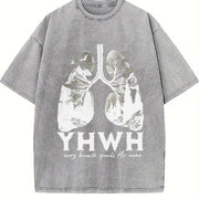 YHWH Christian Jesus Christian vintage washed oversized T-shirt in Gray