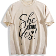 She Said Yes Engagement Bachelorette Party Bachelorette Vintage Washed T-Shirt in Beige