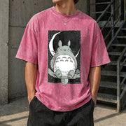 Forest Spirit Adventure Anime Vintage Washed T-Shirt in Red