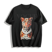 Leopard Cotton T-Shirt in Black