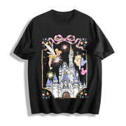 Retro Walt World Magical Castle Cotton T-Shirt in Black