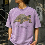 Slow Motion Over No Motion Turtle Vintage Washed T-Shirt in Purple