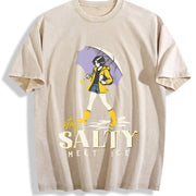 No Ice Stay Salty Melt ICE Pro Immigration vintage washed oversized T-shirt in Beige