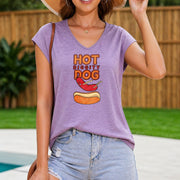 Fashionable Tank with a Fun Hot Dog Women's Color Cotton Tank Top in Purple