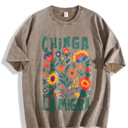 Chinga La Migra Abolish Ice Protest No Human Is Illegal vintage washed oversized T-shirt in Brown