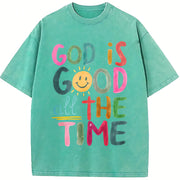 God Is Good All the Time Vintage Washed T-Shirt in Blue