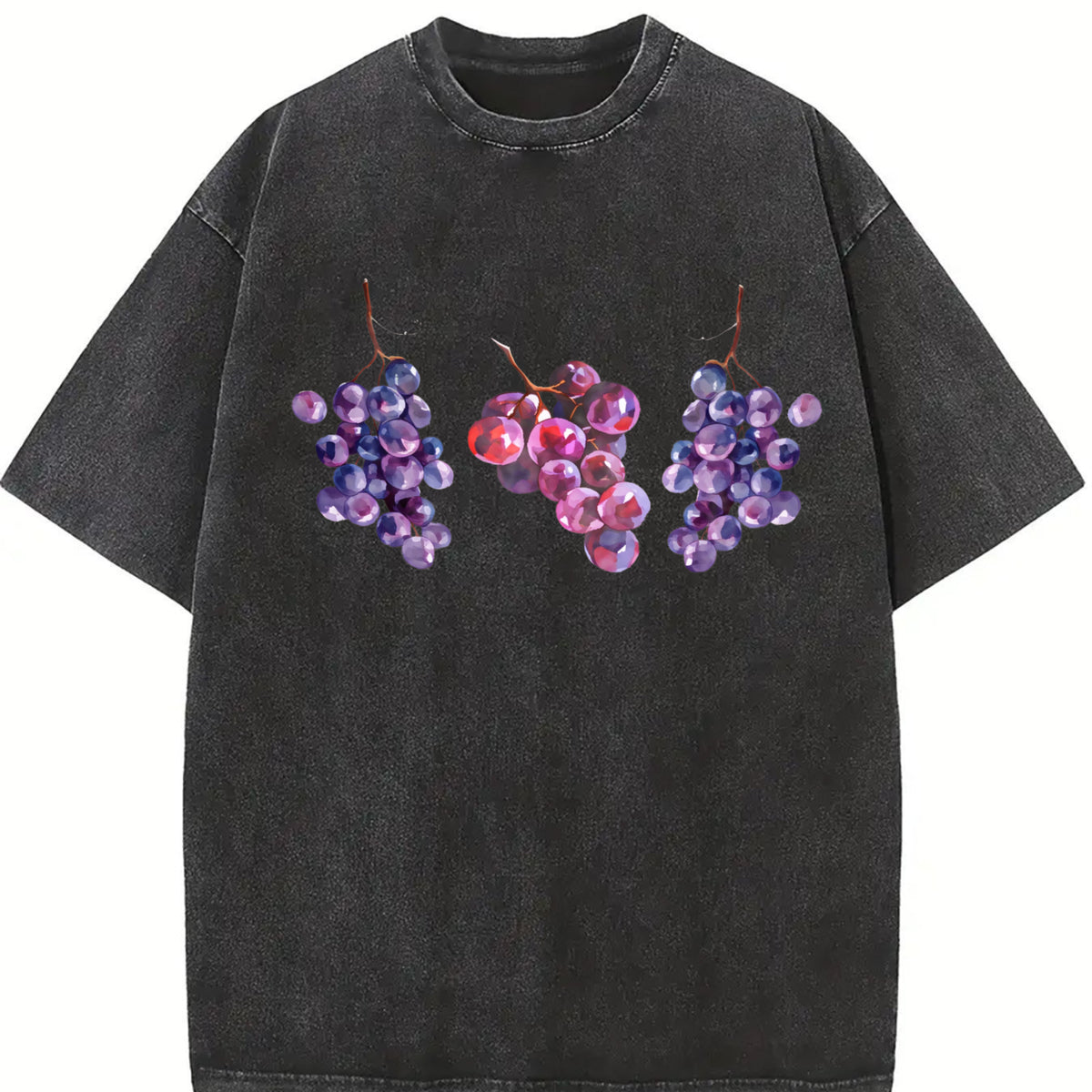 Grapes 90s Retro ® Y2k Grapes Cute Vintage Washed T-Shirt in Black