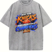 New York Knicks 2026 Eastern Conference Champions Vintage Washed T-Shirt in Gray