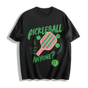 Pickleball Playing Paddleball Sport Cotton T-Shirt in Black