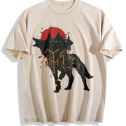 Red Moon Cerberus Sleeveless Tank Vintage Washed T-Shirt in Beige