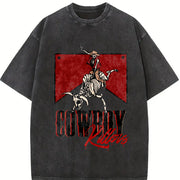 ' with Large Back Retro Vintage Washed T-Shirt in Black