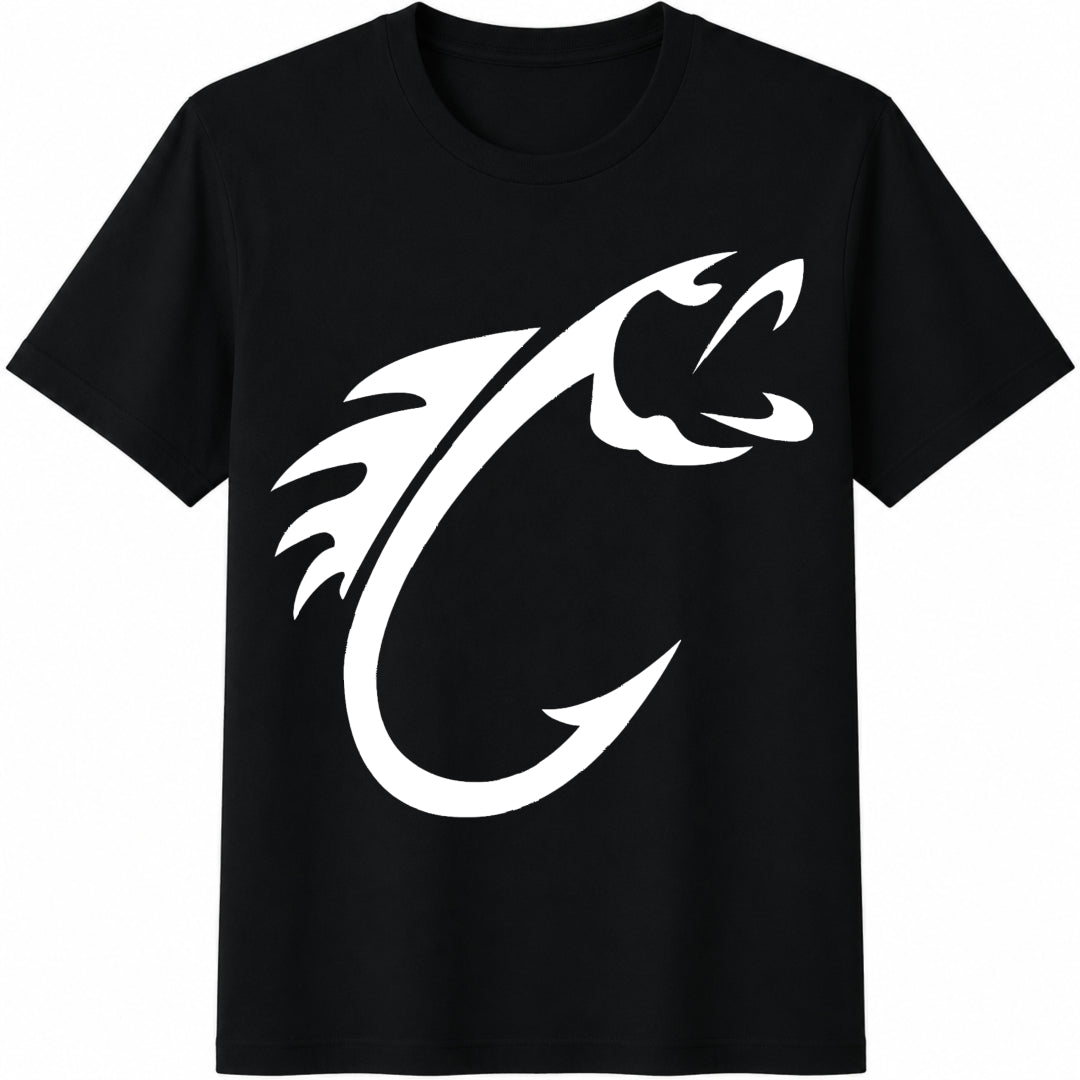 Fishing Hook: Fisherman Cotton T-Shirt in Black