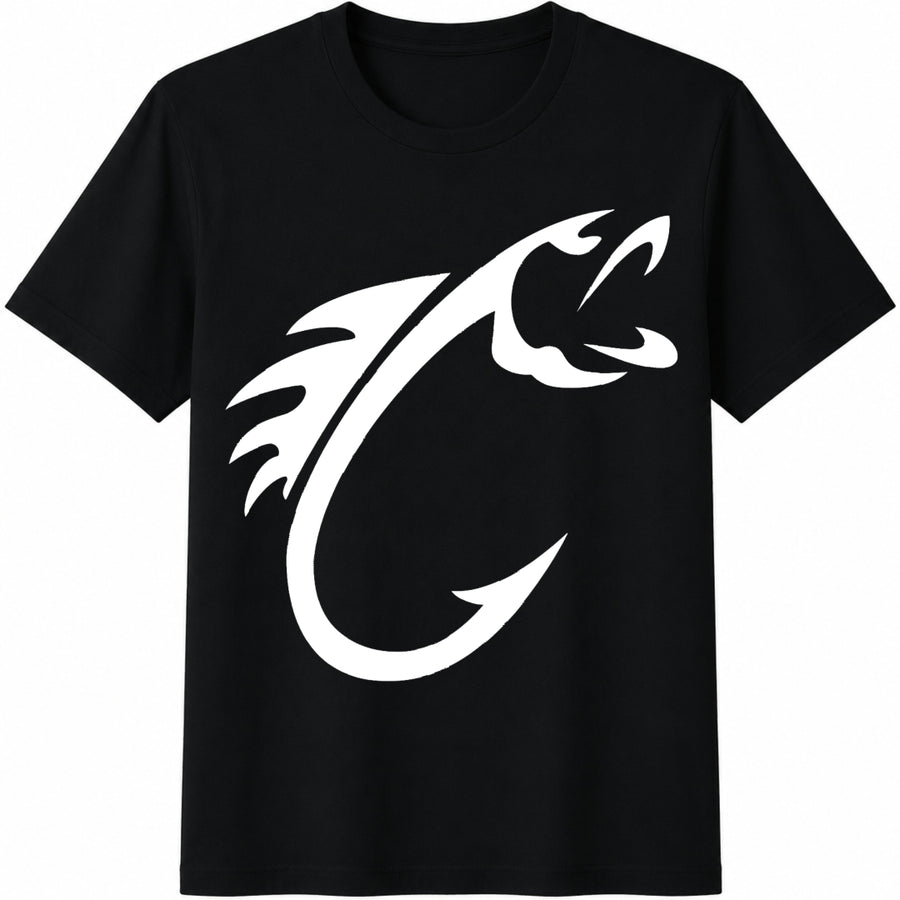 Fishing Hook: Fisherman Cotton T-Shirt in Black