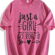Just a Girl Who Decided to Go for It Vintage Washed T-Shirt in Red