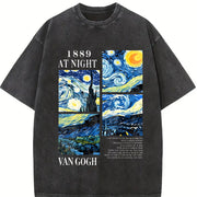 For Formal Urban Distressed Enthusiasts Vintage Washed T-Shirt in Black