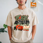F Around and Find Out Graffiti Vintage Washed T-Shirt in Beige