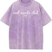 Cool Aunts Club Coquette Bow Aunt for Aunt to Be vintage washed oversized T-shirt in Purple