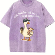 Girl Dad Outnumbered by Girls Vintage Washed T-Shirt in Purple