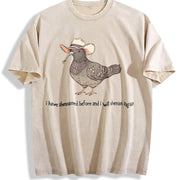 Shenanigans Pigeon Cowboy Pigeon : Western Bird Lover vintage washed oversized T-shirt in Beige