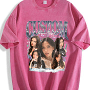 Custom Photo Bootleg Girlfriend 6 Face 90s Retro vintage washed oversized T-shirt in Red