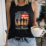 Land of the Free America Women's Color Cotton Tank Top in Black