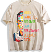 When Injustice Becomes Law Resistance Becomes Duty Vintage Washed T-Shirt in Beige