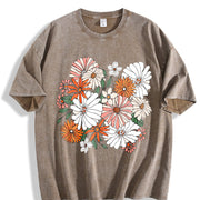 Boho Chic Wildflower Floral vintage washed oversized T-shirt in Brown
