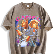 Joe Camel Joe Camel Motorcycle AD Custom vintage washed oversized T-shirt in Brown