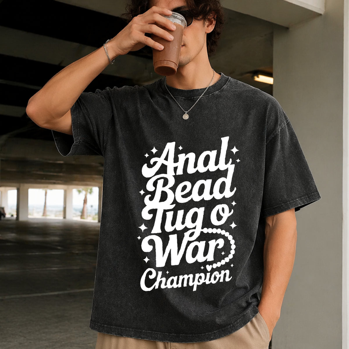 Embarrassing Naughty Inappropriate Adult Humor Vintage Washed T-Shirt in Black