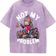 Skull Retro Y2K Boxy Old School Vibes Or Vintage Washed T-Shirt in Purple