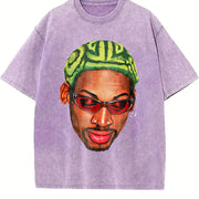 Dennis Zig Zag Green Hair Hollywood 90's vintage washed oversized T-shirt in Purple