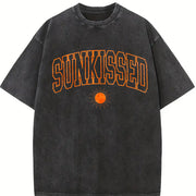 Sunkissed Embroidered Vintage Washed T-Shirt in Black