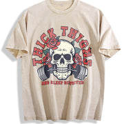 Thick Thighs and Sleep Deprived vintage washed oversized T-shirt in Beige
