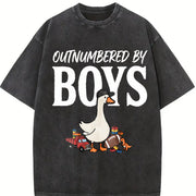 Silly Goose Boy Mom Vintage Washed T-Shirt in Black