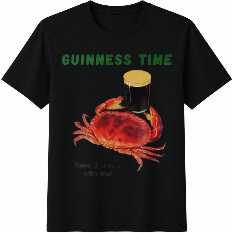 Black Crab Guinness Time Cotton T-Shirt in Black