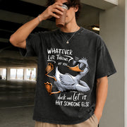 Duck Quote Vintage Washed T-Shirt in Black