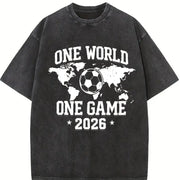 One World One Game 2026 Vintage Washed T-Shirt in Black