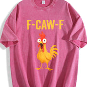 F-caw-f Chicken Crazy Rooster Meme Vintage Washed T-Shirt in Red