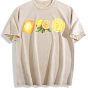 Lemon 90s Retro ® Y2k Lemon Cute Vintage Washed T-Shirt in Beige