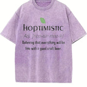 Hoptimistic Beer Lover Vintage Washed T-Shirt in Purple